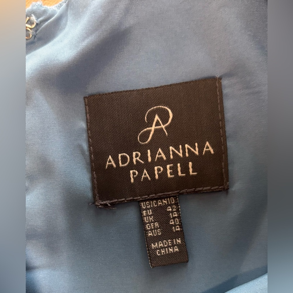 Adrianna Papell Ruched Sheath Dress Sky Blue Sz 10 Office Cocktail Fitted - Picture 3 of 16